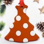 Polka Dots - White on Burnt Orange Christmas Tree Ornament (Two Sides)