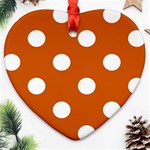 Polka Dots - White on Burnt Orange Heart Ornament (Two Sides)