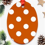 Polka Dots - White on Burnt Orange Oval Ornament (Two Sides)