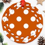 Polka Dots - White on Burnt Orange Ornament (Round Filigree)