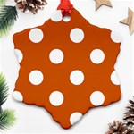 Polka Dots - White on Burnt Orange Snowflake Ornament (Two Sides)