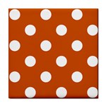 Polka Dots - White on Burnt Orange Tile Coaster