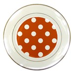 Polka Dots - White on Burnt Orange Porcelain Plate