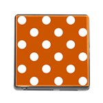 Polka Dots - White on Burnt Orange Memory Card Reader (Square)