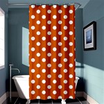 Polka Dots - White on Burnt Orange Shower Curtain 36  x 72  (Stall)