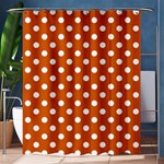 Polka Dots - White on Burnt Orange Shower Curtain 60  x 72  (Medium)