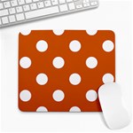 Polka Dots - White on Burnt Orange Large Mousepad