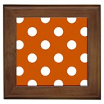 Polka Dots - White on Burnt Orange Framed Tile