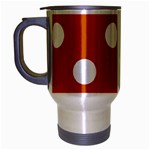 Polka Dots - White on Burnt Orange Travel Mug (Silver Gray)