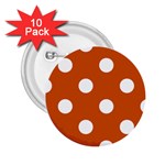 Polka Dots - White on Burnt Orange 2.25  Button (10 pack)
