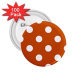 Polka Dots - White on Burnt Orange 2.25  Button (100 pack)