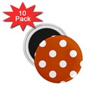 Polka Dots - White on Burnt Orange 1.75  Magnet (10 pack)