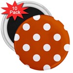 Polka Dots - White on Burnt Orange 3  Magnet (10 pack)