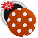 Polka Dots - White on Burnt Orange 3  Magnet (100 pack)