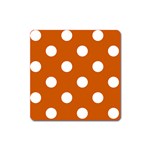 Polka Dots - White on Burnt Orange Magnet (Square)