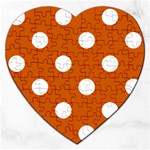 Polka Dots - White on Burnt Orange Jigsaw Puzzle (Heart)
