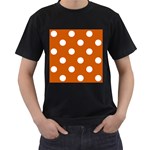 Polka Dots - White on Burnt Orange Men s T-Shirt (Black)