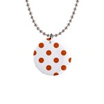 Polka Dots - Burnt Orange on White 1  Button Necklace