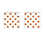 Polka Dots - Burnt Orange on White Cufflinks (Square)