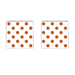 Polka Dots - Burnt Orange on White Cufflinks (Square)