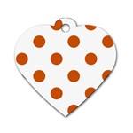 Polka Dots - Burnt Orange on White Dog Tag Heart (One Side)