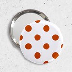 Polka Dots - Burnt Orange on White 2.25  Handbag Mirror