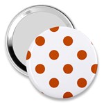 Polka Dots - Burnt Orange on White 3  Handbag Mirror