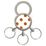 Polka Dots - Burnt Orange on White 3-Ring Key Chain