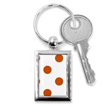 Polka Dots - Burnt Orange on White Key Chain (Rectangle)