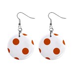 Polka Dots - Burnt Orange on White 1  Button Earrings