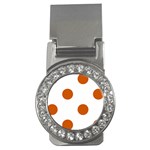 Polka Dots - Burnt Orange on White Money Clip (CZ)