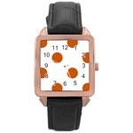 Polka Dots - Burnt Orange on White Rose Gold Leather Watch