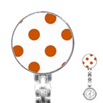 Polka Dots - Burnt Orange on White Stainless Steel Nurses Watch