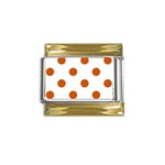 Polka Dots - Burnt Orange on White Gold Trim Italian Charm (9mm)