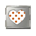 Polka Dots - Burnt Orange on White Mega Link Heart Italian Charm (18mm)