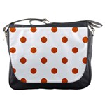 Polka Dots - Burnt Orange on White Messenger Bag