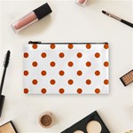 Polka Dots - Burnt Orange on White Cosmetic Bag (S)