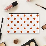 Polka Dots - Burnt Orange on White Cosmetic Bag (M)