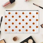 Polka Dots - Burnt Orange on White Cosmetic Bag (L)