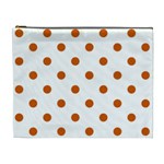 Polka Dots - Burnt Orange on White Cosmetic Bag (XL)