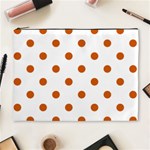 Polka Dots - Burnt Orange on White Cosmetic Bag (XL)