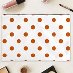 Polka Dots - Burnt Orange on White Cosmetic Bag (XXL)