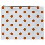 Polka Dots - Burnt Orange on White Cosmetic Bag (XXXL)