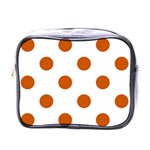 Polka Dots - Burnt Orange on White Mini Toiletries Bag (One Side)