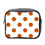 Polka Dots - Burnt Orange on White Mini Toiletries Bag (Two Sides)
