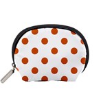 Polka Dots - Burnt Orange on White Accessory Pouch (Small)