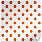 Polka Dots - Burnt Orange on White Canvas 16  x 16 