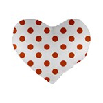 Polka Dots - Burnt Orange on White Standard 16  Premium Heart Shape Cushion