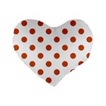 Polka Dots - Burnt Orange on White Standard 16  Premium Flano Heart Shape Cushion