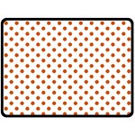 Polka Dots - Burnt Orange on White Double Sided Fleece Blanket (Large) (Two Sides)